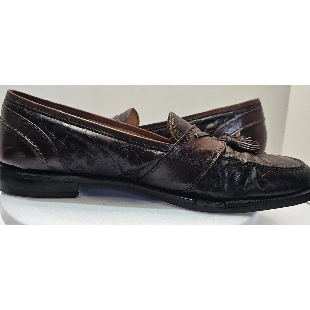 Johnston Murphy Tassel‎ Loafers Men's Size 13 N Brown Crocodile Print Italy Made